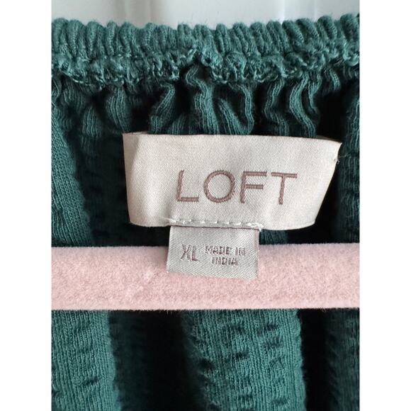 3 for $9 Loft Green Puff Sleeve Green Top 100% Cotton XL - Picture 5 of 8